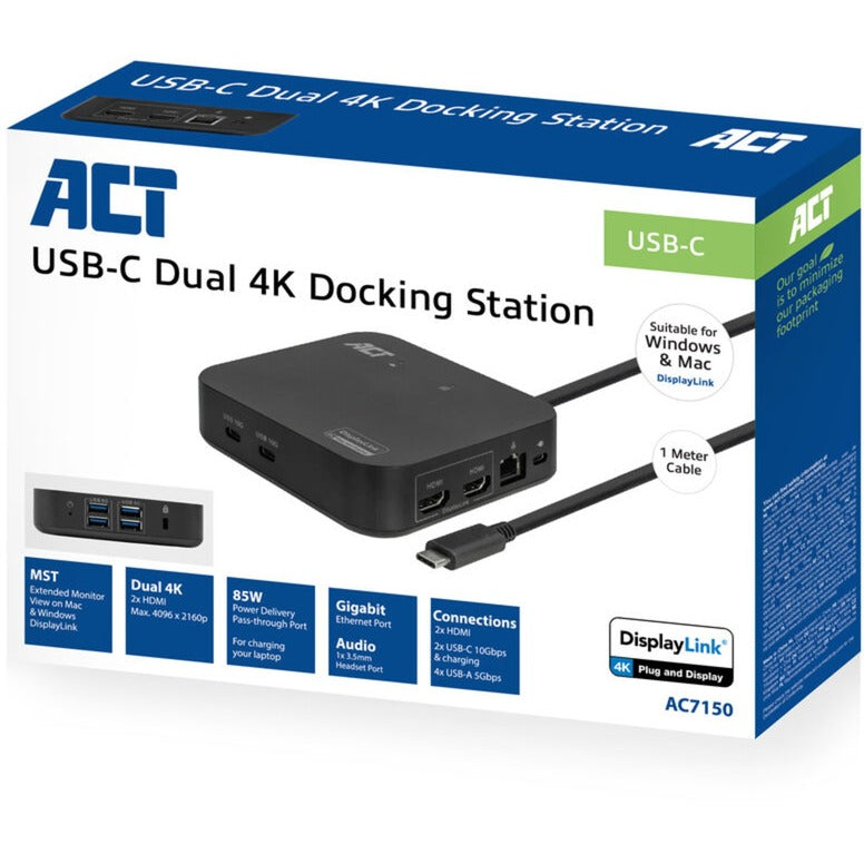 Cargue la imagen en el visor de la galería, Act connectivity usb-c docking station ac7150 (zwart)