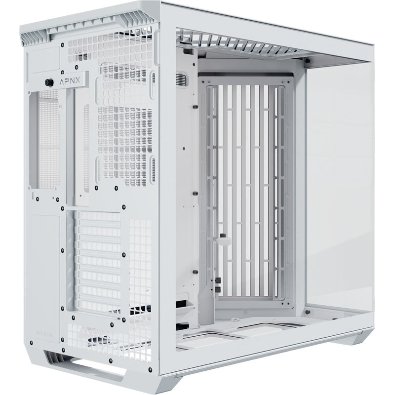 Load image into Gallery viewer, Apnx v1-w-wt-v1 midi tower behuizing (wit houtkleur | 2x usb-a | 1x usb-c | window)