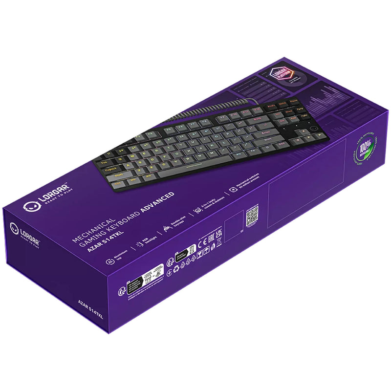 Afbeelding laden in galerijviewer, Lorgar azar 514tkl rgb mechanisch gaming toetsenbord (zwart, us lay-out (qwerty), logar dream, 80% (tkl), rgb)