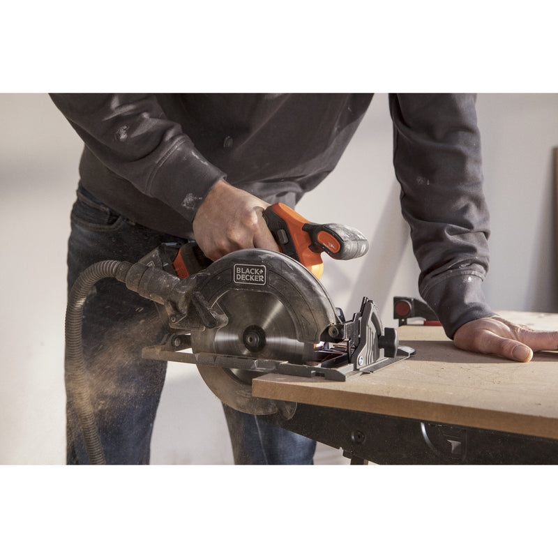Afbeelding laden in galerijviewer, Black+decker 18v brushless cirkelzaag 165mm handcirkelzaag (zwart oranje, accu en oplader niet inbegrepen)