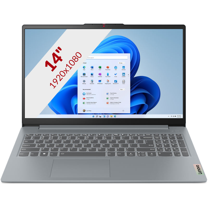 Afbeelding laden in galerijviewer, Lenovo ideapad slim 3 15ian8 (82xb00cdmh) 15.6 laptop (grijs | core i3-n305 | intel uhd graphics | 8 gb | 128 gb ssd)