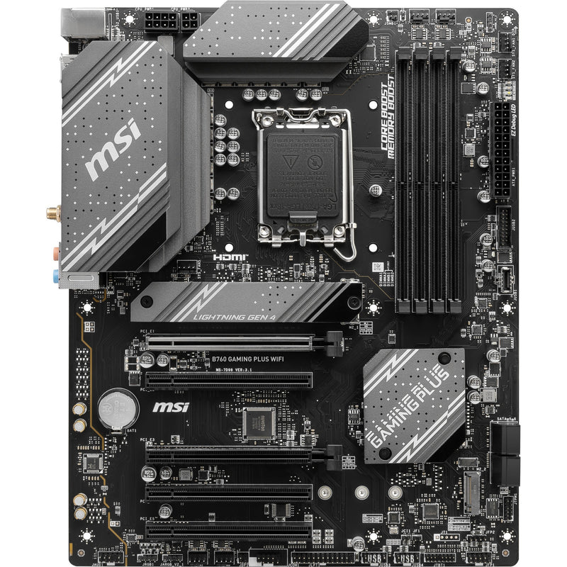 Load image into Gallery viewer, Msi b760 gaming plus wifi socket 1700 moederbord (grijs zwart, raid, 2.5gb-lan, wi-fi 6e, bt, sound, atx)