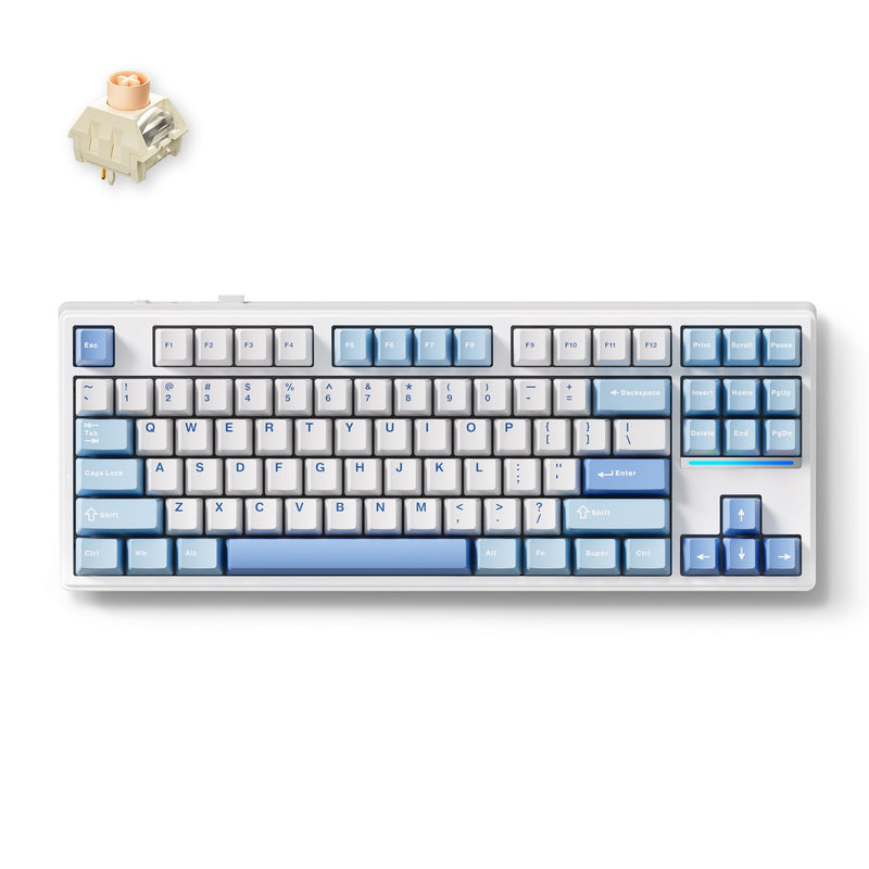 Chargez l'image dans la visionneuse de la galerie, Mchose k87 blue icy creamsicle mechanical rgb toetsenbord (wit, us lay-out (qwerty), kailh box icy creamsicle, 80% (tkl), rgb, hot swap, double-shot pbt, draadloos | bluetooth | usb-c)
