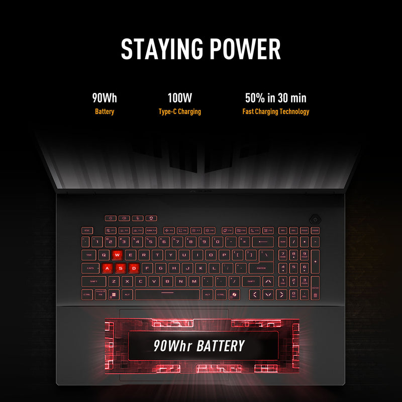ギャラリービューアに画像をロードする, Asus tuf gaming a18 fa808up-s8011w 18 gaming laptop (zwart grijs | r7 260 | rtx 5070 | 16 gb | 1 tb ssd)