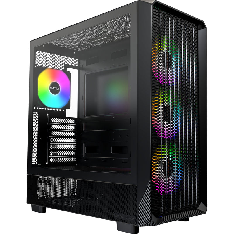 Load image into Gallery viewer, Montech x5 midi tower behuizing (zwart | 2x usb-a | 1x usb-c | tempered glass)