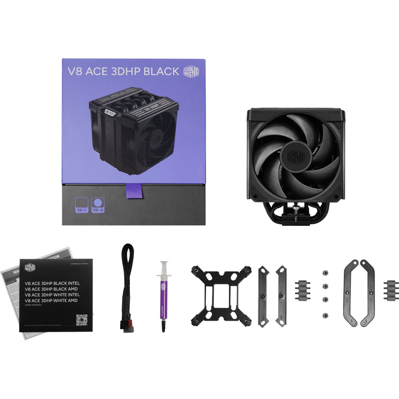 Afbeelding laden in galerijviewer, Cooler master v8 ace 3dhp cpu-koeler (zwart, 4-pin pwm)