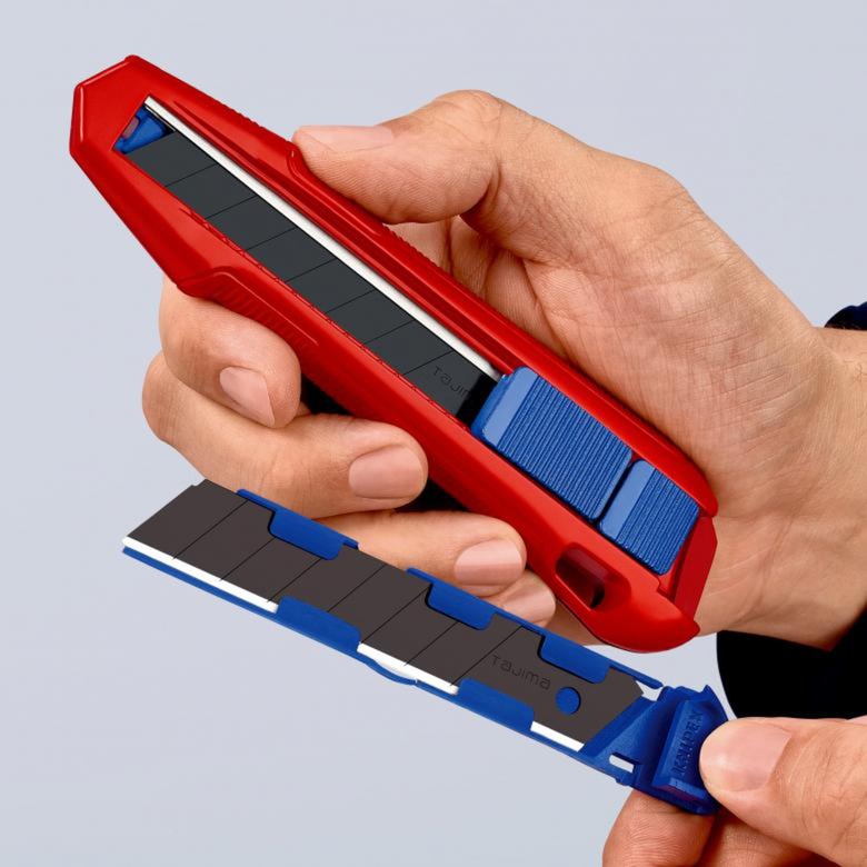 Afbeelding laden in galerijviewer, Knipex cutix universele mes stanleymes (rood blauw, incl. 2 mesbladen)