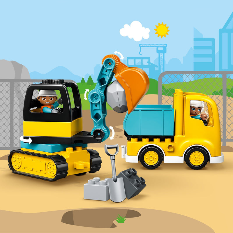 Load image into Gallery viewer, Lego duplo - truck graafmachine met rupsbanden constructiespeelgoed (10931)