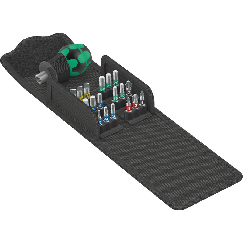 Load image into Gallery viewer, Wera kraftform kompakt stubby 1, 19-delig bitset (zwart groen)
