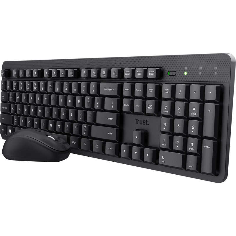 Afbeelding laden in galerijviewer, Trust ody ii stille draadloze toetsenbord- en muisset desktopset (zwart, us lay-out (qwerty), membraan, 100%, 800 dpi - 1.600 dpi)