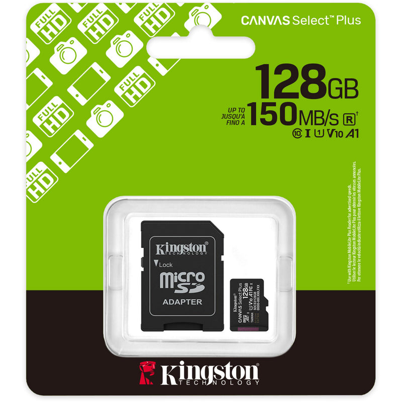 Load image into Gallery viewer, Kingston canvas select plus 128 gb microsdxc geheugenkaart (zwart, uhs-i u1, class 10, v10, incl. sd adapter)