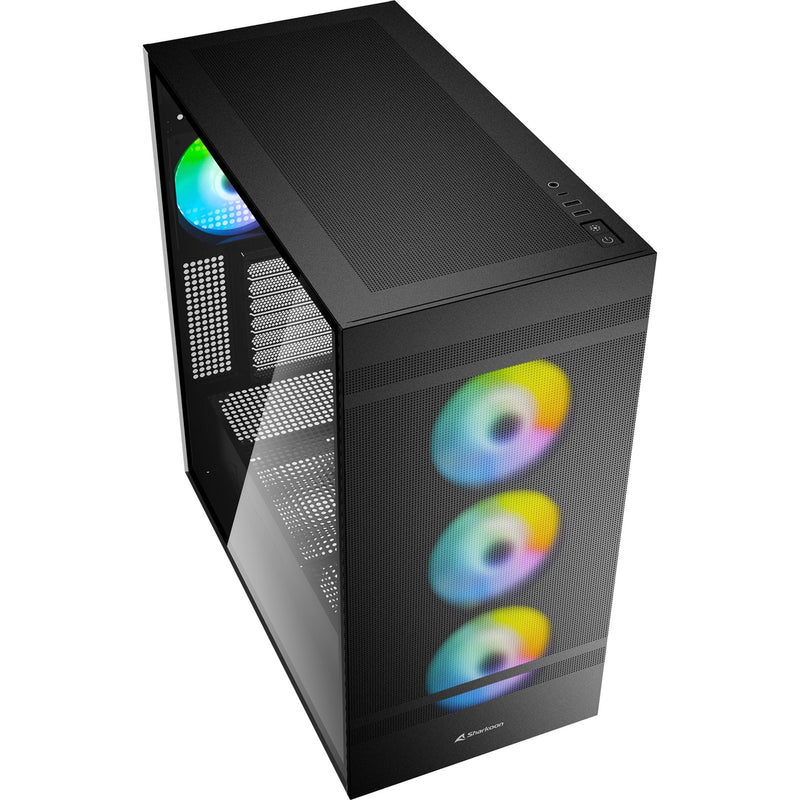 Load image into Gallery viewer, Sharkoon rebel c50 black rgb midi tower behuizing (zwart | 2x usb-a | 1x usb-c | rgb | tempered glass)