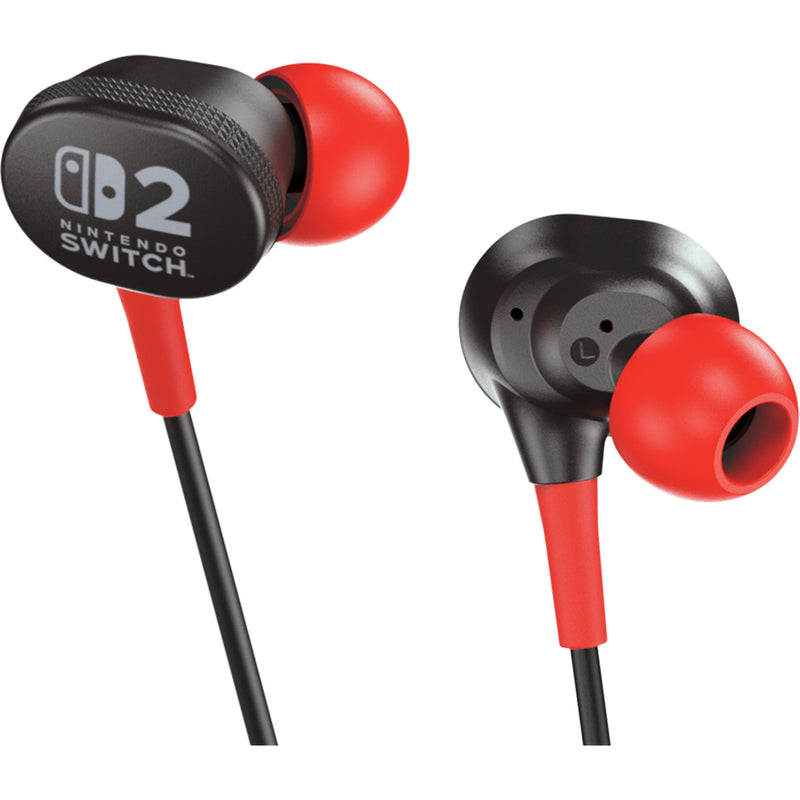 Chargez l'image dans la visionneuse de la galerie, Powera bedrade oordopjes voor nintendo switch 2 in-ear (zwart rood, nintendo switch 2, nintendo switch, nintendo switch - oled model, nintendo switch lite)
