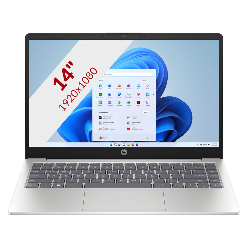 Load image into Gallery viewer, Hp 14-em0065nd (bn6k7ea) 14 laptop (zilver | ryzen 5 7520u | radeon 610m | 16 gb | 512 gb ssd)