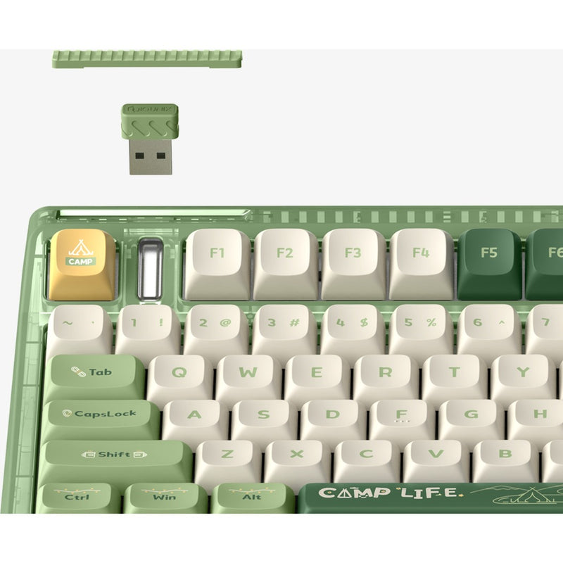 Chargez l'image dans la visionneuse de la galerie, Iqunix og80 camping wireless mechanical keyboard (groen, us lay-out (qwerty), cherry mx red, 80% (tkl), rgb leds, hot-swappable, pbt, 2.4ghz | bluetooth 5.1 | usb-c)