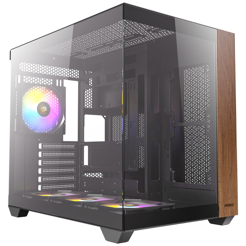 Load image into Gallery viewer, Antec cx800 wood argb midi tower behuizing (zwart houtkleur | 1x usb-a | 1x usb-c | tempered glass)