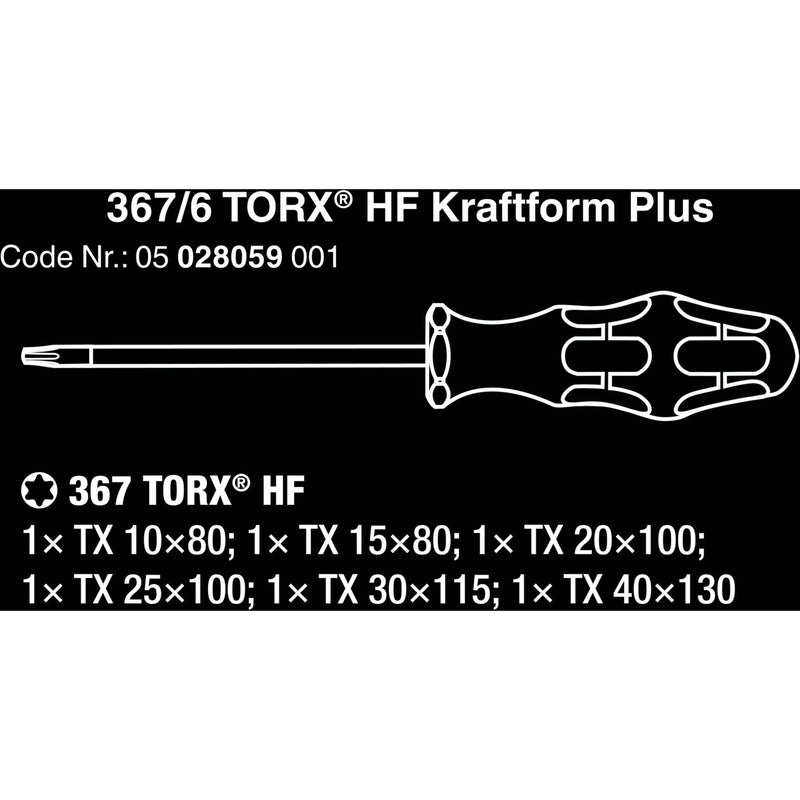 Load image into Gallery viewer, Wera 367 6 torx hf-schroevendraaierset kraftform plus + rek (zwart groen, 6‑delig)