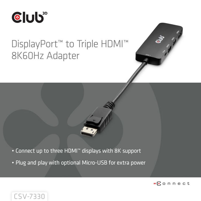 Laden Sie das Bild in Galerie -Viewer, Club 3d displayport naar triple hdmi 8k60hz hub (zwart)