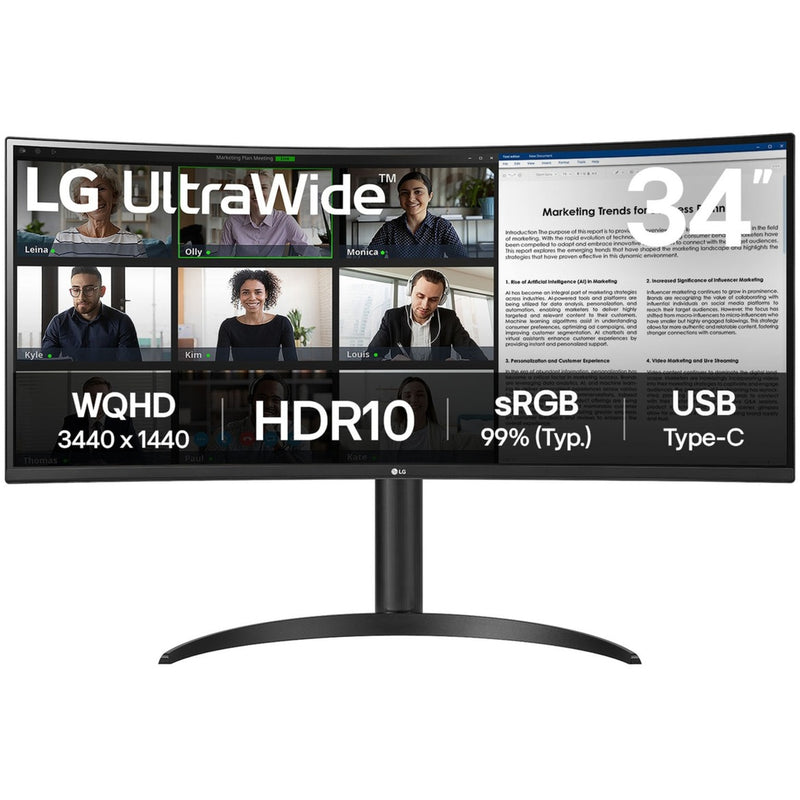 Chargez l'image dans la visionneuse de la galerie, Lg ultrawide 34wr50qk-b 34 curved monitor (zwart, 2x hdmi, displayport)