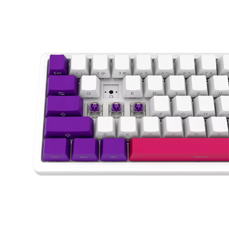 Afbeelding laden in galerijviewer, Lorgar kbp70mw rgb mechanisch gaming toetsenbord (wit, us lay-out (qwerty), logar toxic purple, 65%, rgb, hot-swappable, pbt double-shot, bluetooth | 2.4ghz | usb)