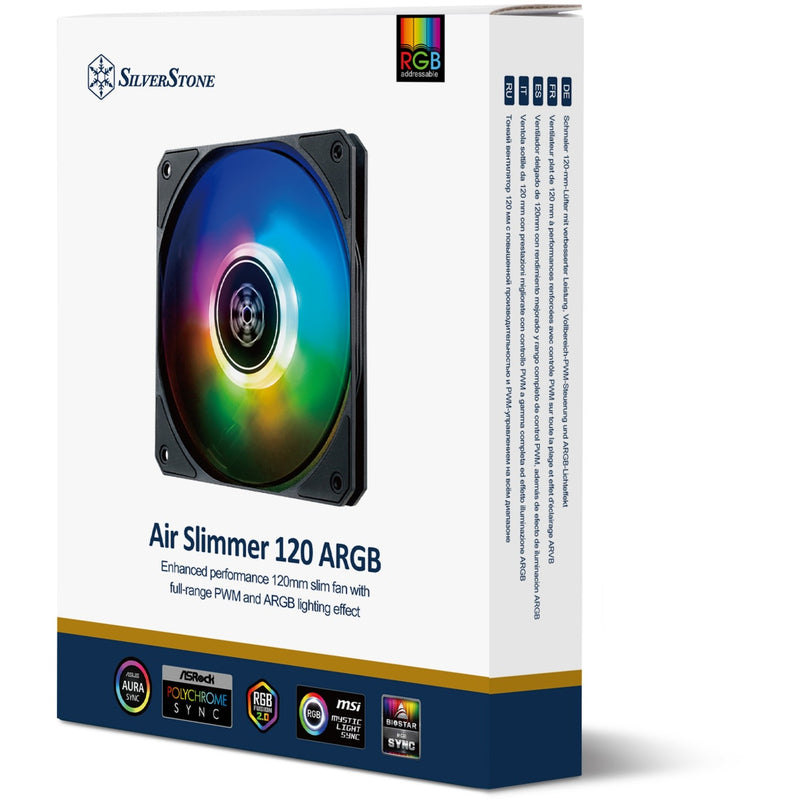 Load image into Gallery viewer, Silverstone air slimmer 120 argb case fan (zwart, 120 x 120 x 15 mm, pwm)