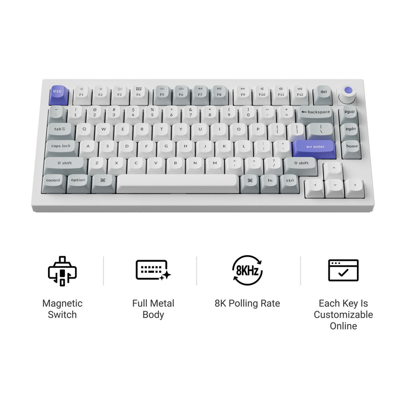 Load image into Gallery viewer, Keychron q1 he 8k magnetic switch keyboard (zwart, us lay-out (qwerty), ultra-fast lime, 75%, rgb, hot swap, 8k)