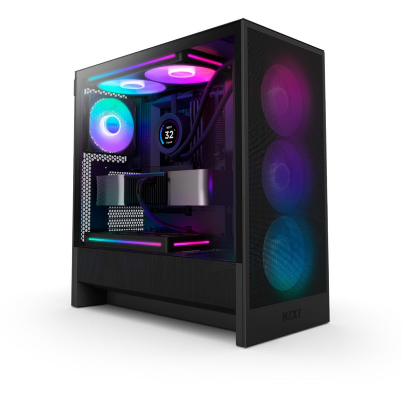 Load image into Gallery viewer, Nzxt h5 flow rgb v2 midi tower behuizing (zwart | 1x usb-a | 1x usb-c | rgb | tempered glass)