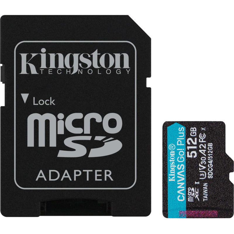 Load image into Gallery viewer, Kingston canvas go! plus microsdxc 512 gb geheugenkaart (zwart, incl. adapter, class 10, uhs-i u3, v30, a2)
