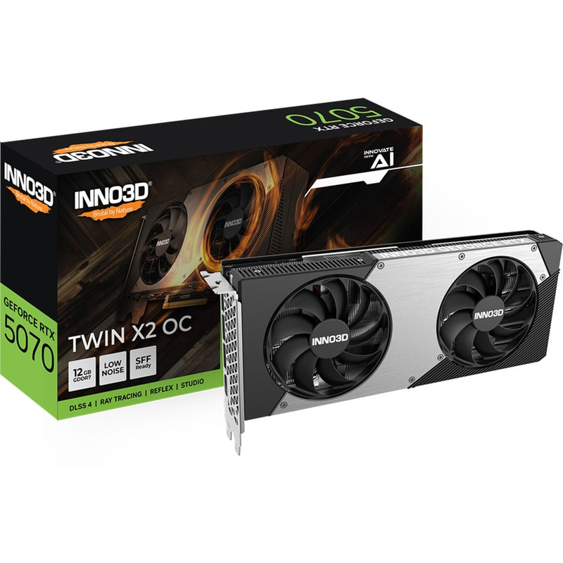 Load image into Gallery viewer, Inno3d geforce rtx 5070 twin x2 oc grafische kaart (zwart, dlss 4, 3x displayport, 1x hdmi 2.1)
