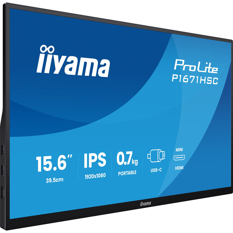 Laden Sie das Bild in Galerie -Viewer, Iiyama prolite p1671hsc-b1 15.6 monitor (zwart (mat), mini-hdmi (type-c), 2x usb-c)