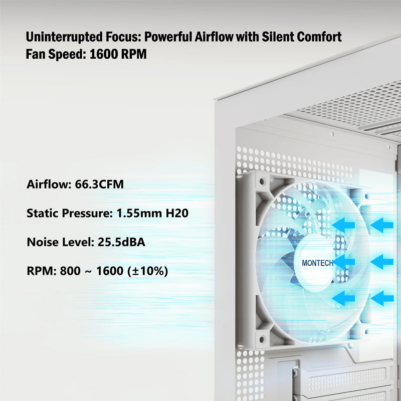 Load image into Gallery viewer, Montech gf120 argb pwm case fan (wit, 120 x 120 x 25 mm)