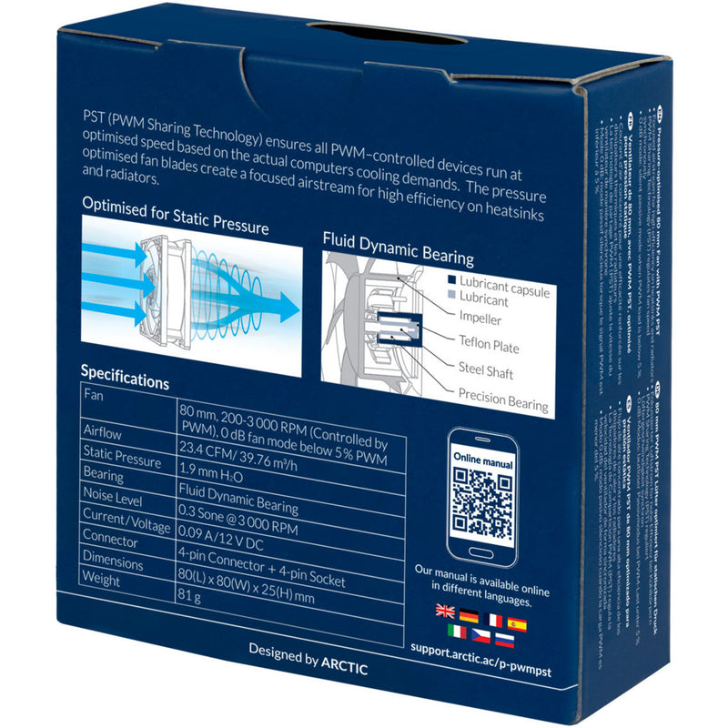 Load image into Gallery viewer, Arctic p8 pwm pst case fan (zwart, 80 x 80 x 25 mm)