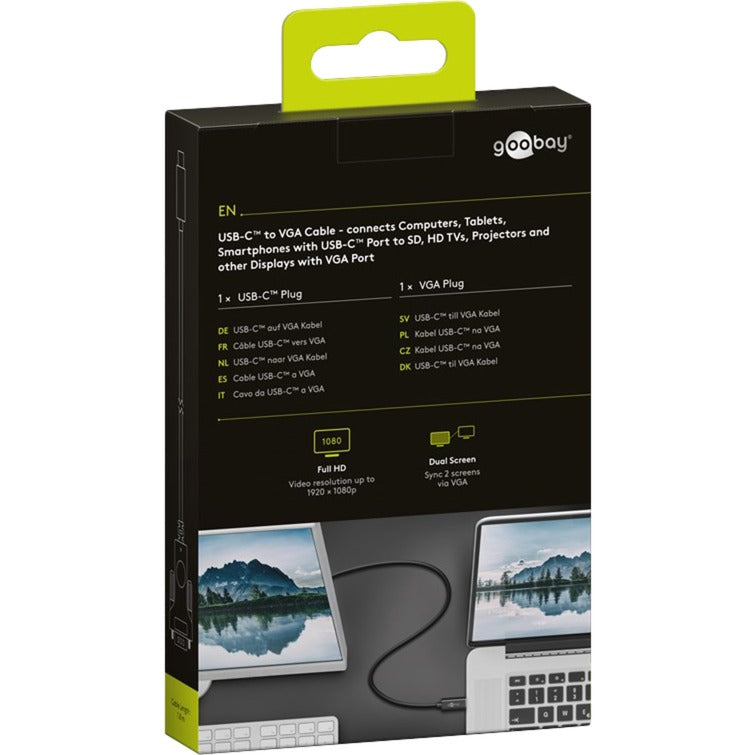 Load image into Gallery viewer, Goobay usb-c naar vga adapterkabel (zwart, 1,8 meter)
