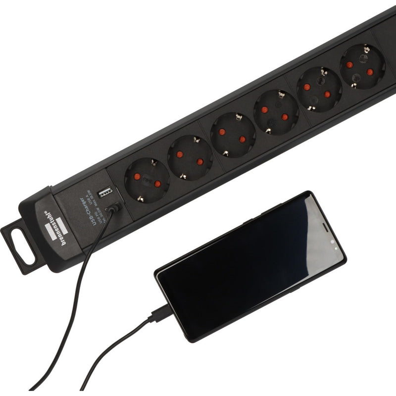 Load image into Gallery viewer, Brennenstuhl premium-line stekkerdoos 6-voudig met usb c pd 30w en usb a 18w stekkerdoos (zwart, 1x usb-a, 1x usb-c)