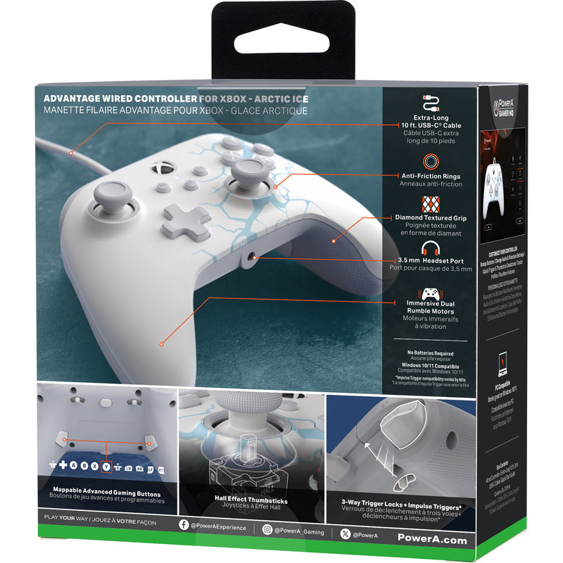 Chargez l'image dans la visionneuse de la galerie, Powera advantage controller met kabel voor de xbox series x|s - poolijs (wit blauw, xbox series x|s, xbox one, pc)