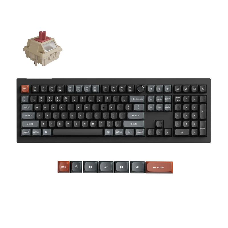 Load image into Gallery viewer, Keychron v6 ultra 8k wireless custom mechanical keyboard (zwart, us lay-out (qwerty), silk pom red, 100%, rgb, hot swap, 2.4 ghz | bluetooth 5.3 | usb-c)