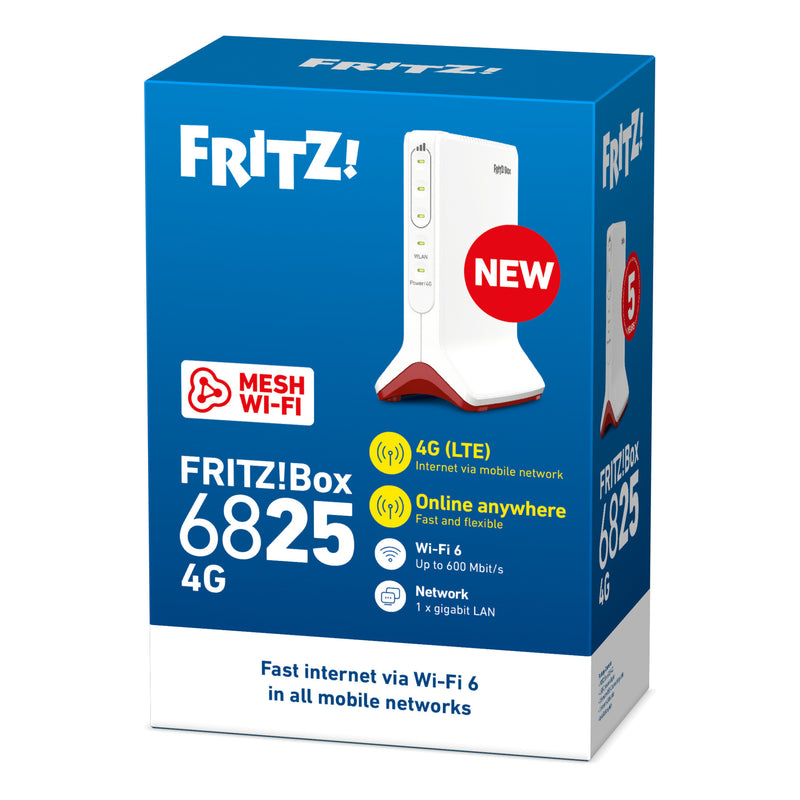 Load image into Gallery viewer, Fritz! box 6825 4g edition international wlan lte router (wit rood, mesh wi-fi, 4g 3g)