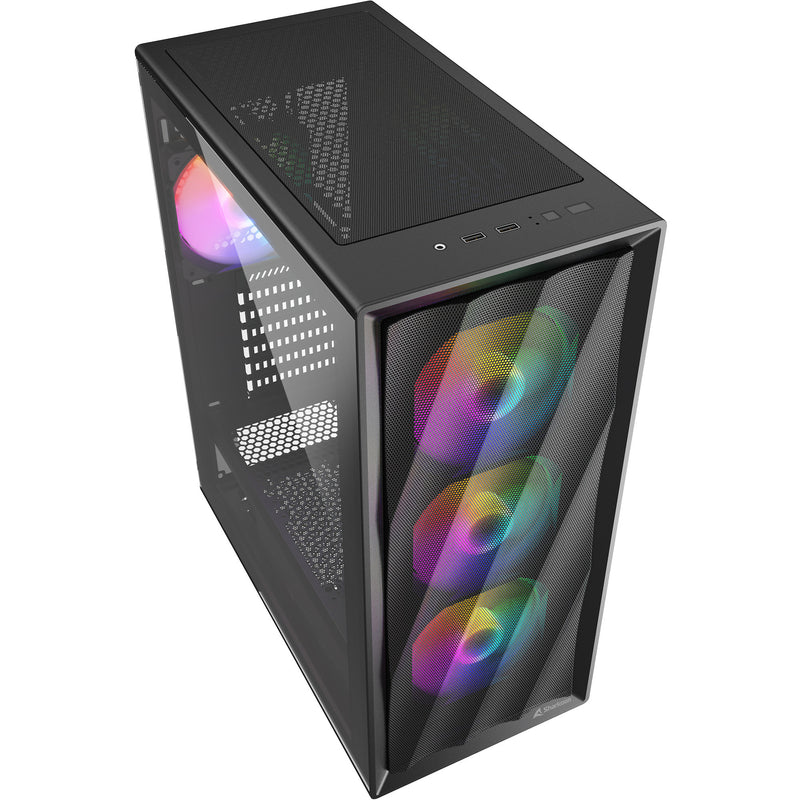 Load image into Gallery viewer, Sharkoon vk4 rainbow midi tower behuizing (zwart | 2x usb-a | rgb | tempered glass)