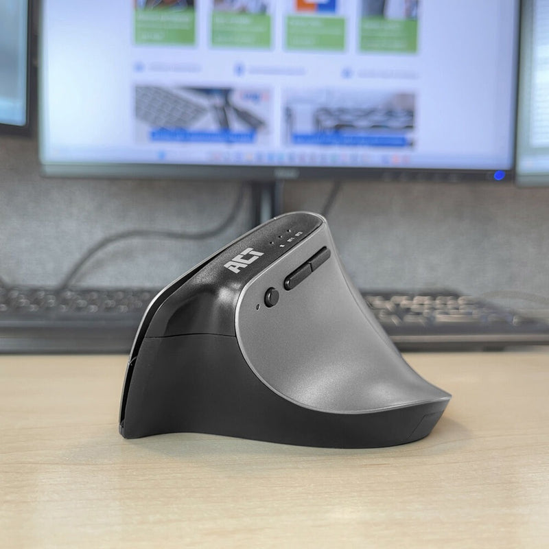 Afbeelding laden in galerijviewer, Act connectivity draadloze ergonomische muis met bluetooth en usb-c usb-a (zilver zwart, 1000 - 2400 dpi)