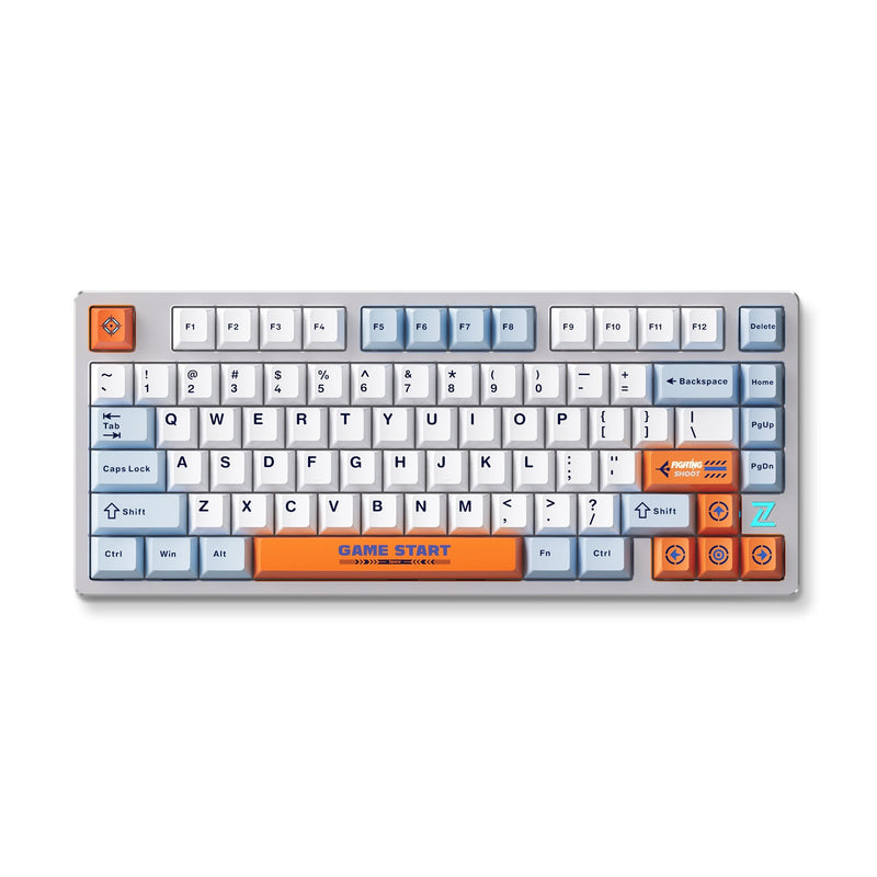 Cargue la imagen en el visor de la galería, Mchose z75s orange blue snow tiger metal top cover wireless mechanical rgb toetsenbord (grijs, us lay-out (qwerty), ttc snow tiger, 75%, rgb, hot swap, double-shot pbt, draadloos | bluetooth | usb-c)