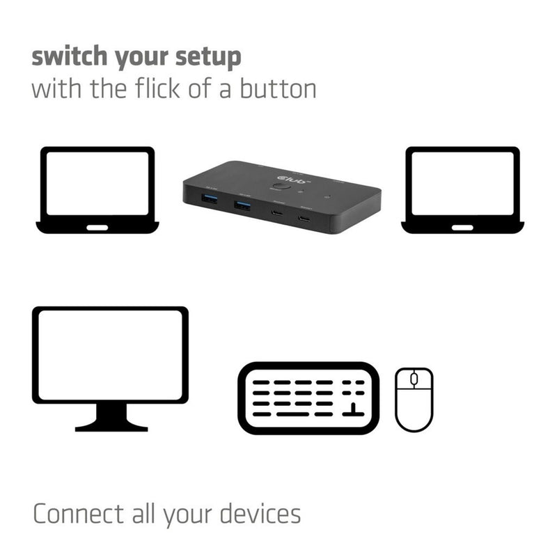 Laden Sie das Bild in Galerie -Viewer, Club 3d csv-2512 kvm switch dual usb-c naar hdmi kvm-switch (zwart, 4k 60hz)