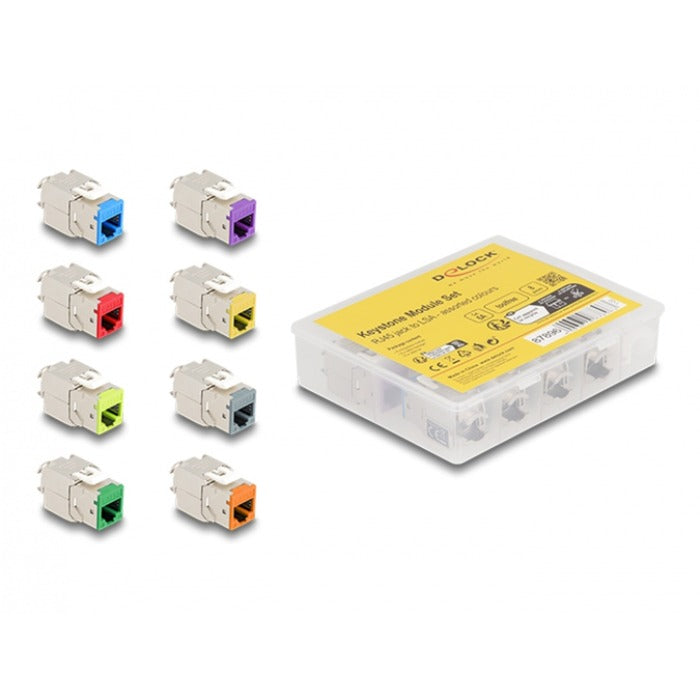 Chargez l'image dans la visionneuse de la galerie, Delock rj45 jack > lsa cat 6a toolfree keystone module (meerkleurig, 8 stuks)