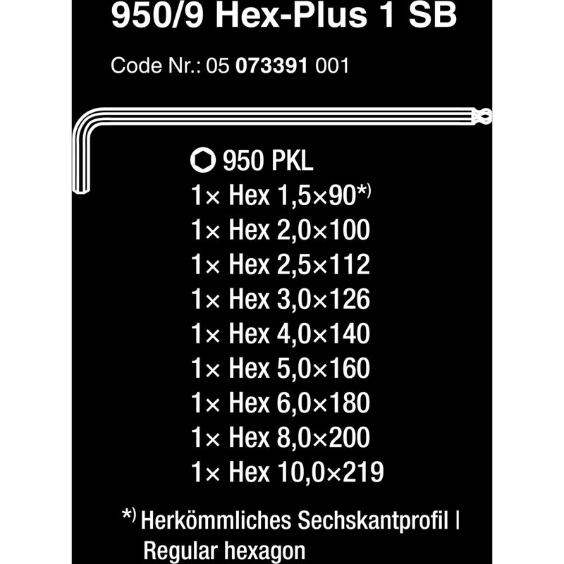 Load image into Gallery viewer, Wera 950 9 hex-plus 1 sb stiftsleutelset, metrisch, verchroomd (9-delig)