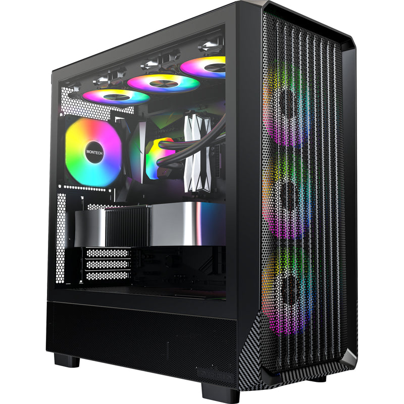 Load image into Gallery viewer, Montech x5 midi tower behuizing (zwart | 2x usb-a | 1x usb-c | tempered glass)