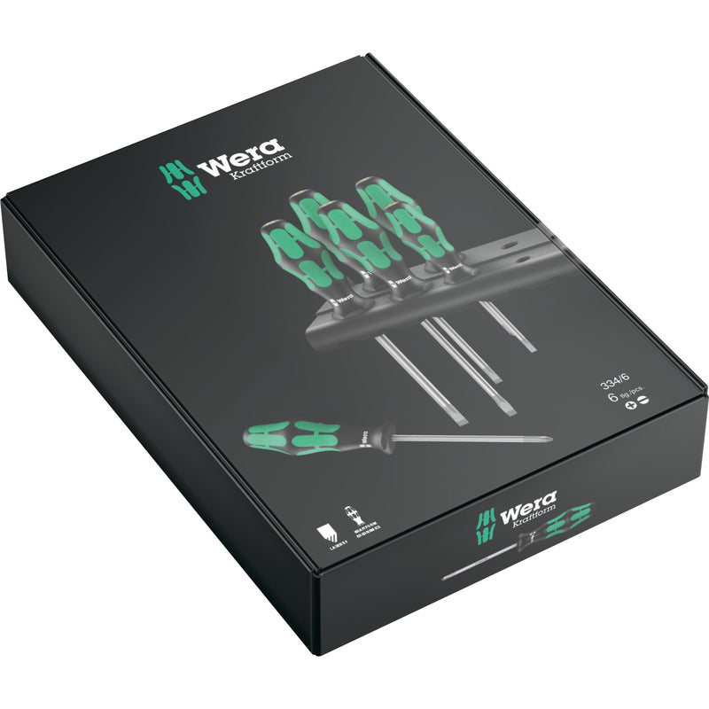 Load image into Gallery viewer, Wera 334 6 schroevendraaierset kraftform plus (zwart groen, 6-delig)