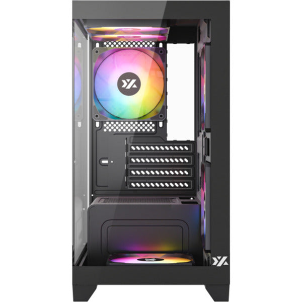 Afbeelding laden in galerijviewer, Xyz pc gear titanium view lite midi tower behuizing (zwart | 2x usb-a | tempered glass)