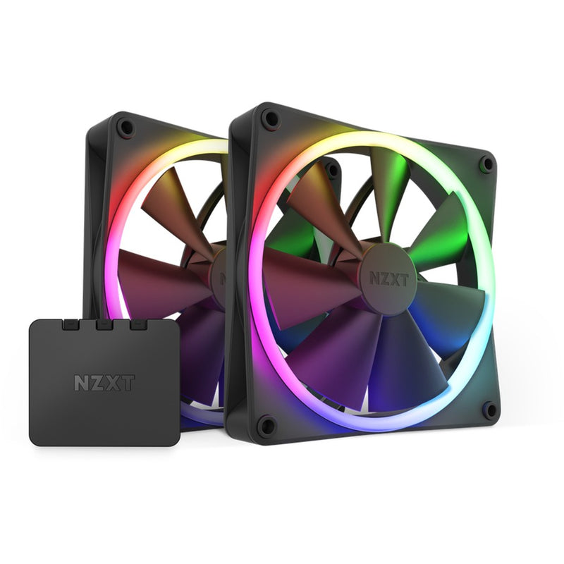 Load image into Gallery viewer, Nzxt f140 rgb case fans (zwart, 2 stuks, 140 x 140 x 26 mm, pwm, incl. controller)