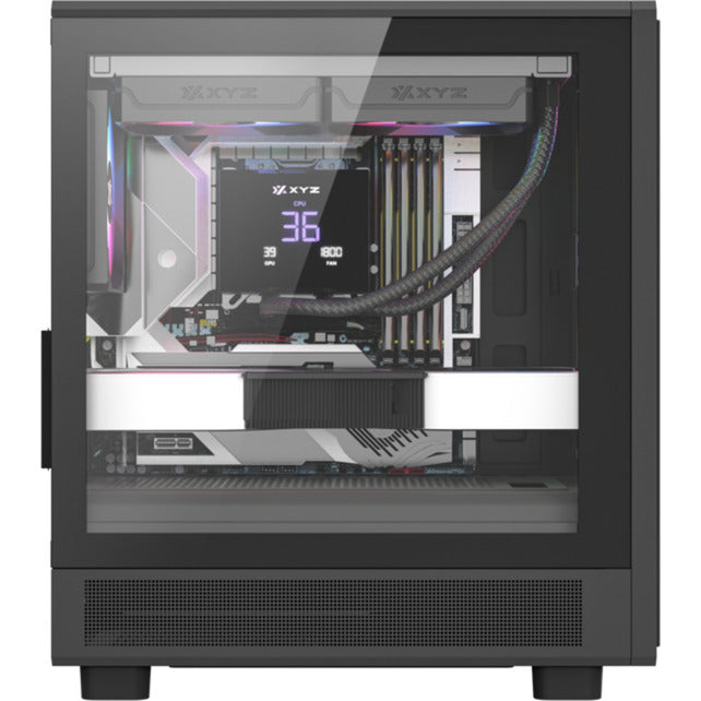 Afbeelding laden in galerijviewer, Xyz pc gear atom midi tower behuizing (zwart | 2x usb-a | 1x usb-c | tempered glass)