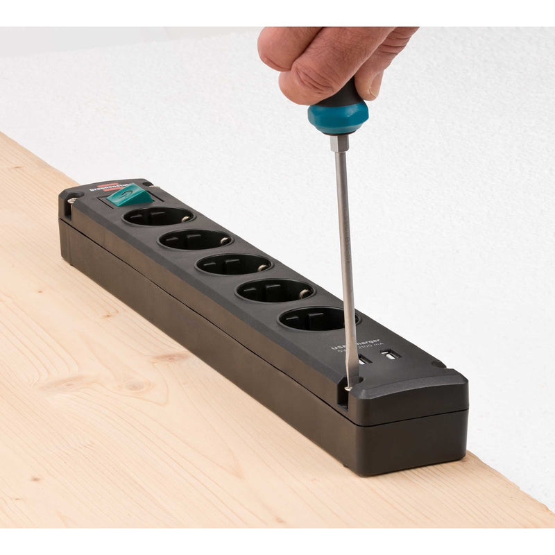 Load image into Gallery viewer, Brennenstuhl bremounta stekkerdoos 5-voudig stekkerdoos (zwart, 2x usb)