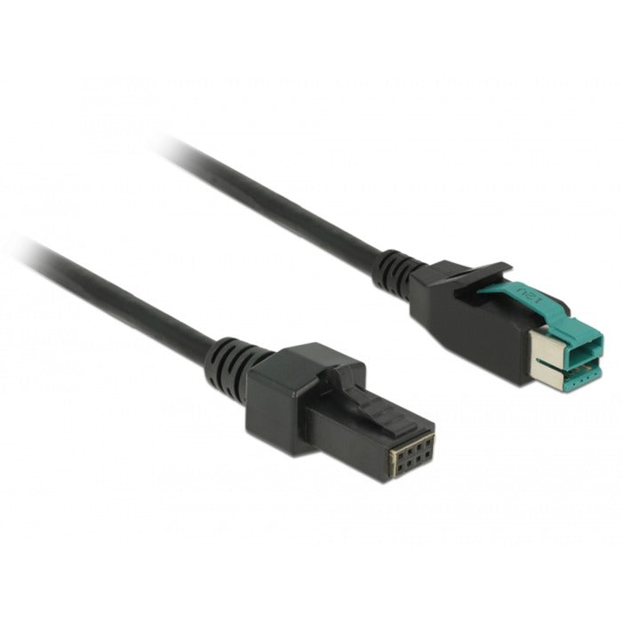 Load image into Gallery viewer, Delock poweredusb kabel male 12 v > 2 x 4 pin male voor pos printers en terminals (zwart, 2 meter)